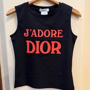 J'ADORE Dior Logo Tank Top muscle t shirt Size EU 38-40 US size 8 red/black